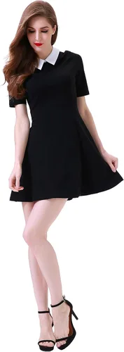 Vista 3 de Aphratti - Vestido casual de manga corta para mujer con cuello de Peter Pan