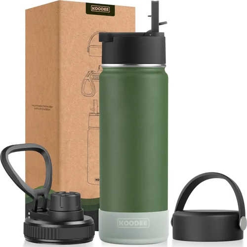 Vista 154 de koodee Botella de agua para niños, botella de agua de acero inoxidable de 12 onzas con aislamiento al vacío para la escuela, botella de agua de boca