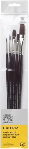 Vista 9 de Winsor & Newton Galeria - Paquete de pinceles acrílicos, mango largo, paquete de 3, #1, negro, 4, 4, 12