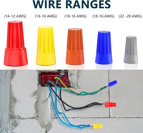 Vista 2 de BURMONG Paquete de 25 tuercas de alambre, conectores de cable eléctrico para 10-22 AWG, tapas de alambre giratorias con resorte, kit surtido