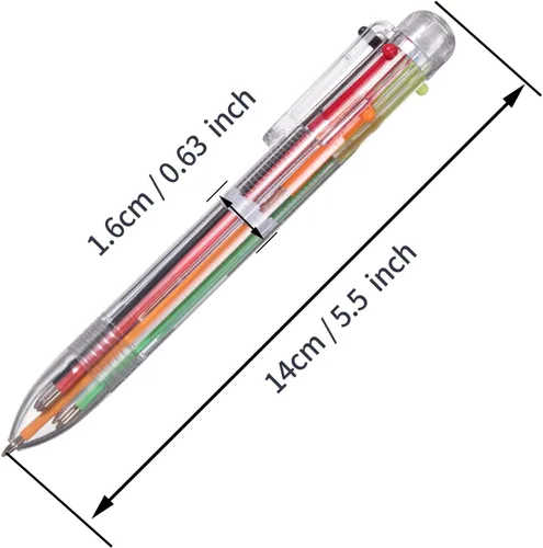 Vista 2 de favide Paquete de 6 bolígrafos multicolor 6 en 1 de 0.5mm, bolígrafos retráctiles de 6 colores para suministros de oficina y escuela, regalo