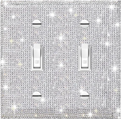 Vista 14 de 1 PC Placa de Pared de Diamantes de Imitación Plateados Brillantes Cubierta de Interruptor de Luz Cubiertas de Interruptor Placas de Pared Diamantes