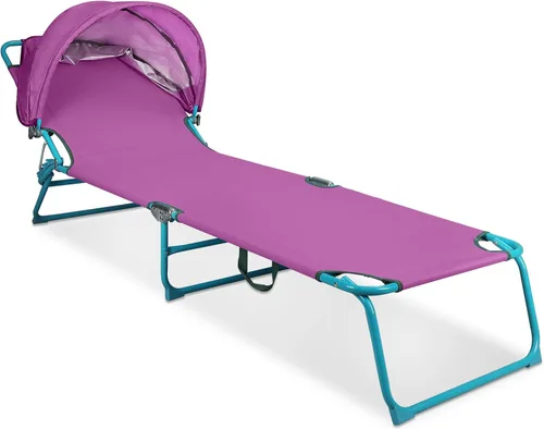 Vista 8 de Northroad Sillón de playa con toldo y toldo plegable, ajustable en 4 posiciones, silla de bronceado plegable para exteriores, tumbona resistente al