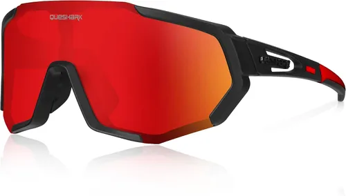 Vista 9 de Queshark - Gafas de ciclismo, lentes de sol deportivos para hombres y mujeres, 1 lente polarizada 2 HD, lentes de sol polarizados para ciclismo