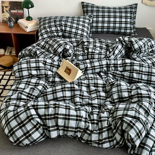 Vista 336 de mixinni Juego de funda de edredón vintage a rayas, tamaño twin, juego de ropa de cama de 3 piezas, 100% algodón lavado, suave y transpirable, funda