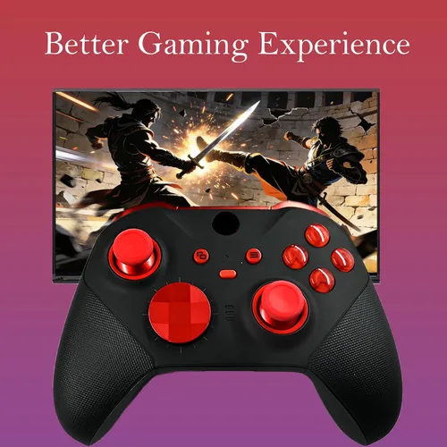 Vista 6 de LuLuGou Customized Elite Series 2 Controller-Magic Sound Red,Gamepad Compatible with Xbox Elite Series 2 Controller,Custom Soft Touch Feel,Gaming