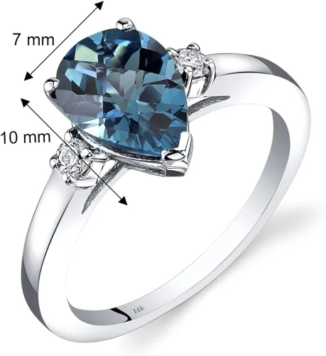 Vista 3 de Anillo de oro blanco de 14 quilates con topacio azul Londres de 2,25 quilates
