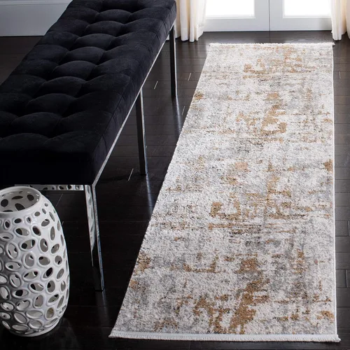 Vista 15 de SAFAVIEH Shivan Collection - Alfombra decorativa de 2 pies 2 pulgadas x 4 pies, gris y dorado, diseño abstracto moderno, no desprende pelusa