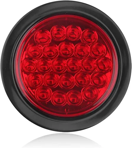 Vista 2 de 4 piezas de luces traseras LED redondas de 4 pulgadas para remolque, rojas, 24 LED, impermeables, luces traseras LED redondas de 4 pulgadas