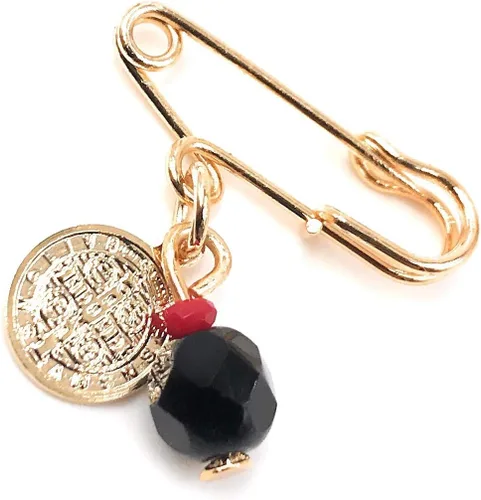 Vista 4 de LESLIE BOULES Broche chapado en oro de San Benito para joyería de protección del bebé, Cristal