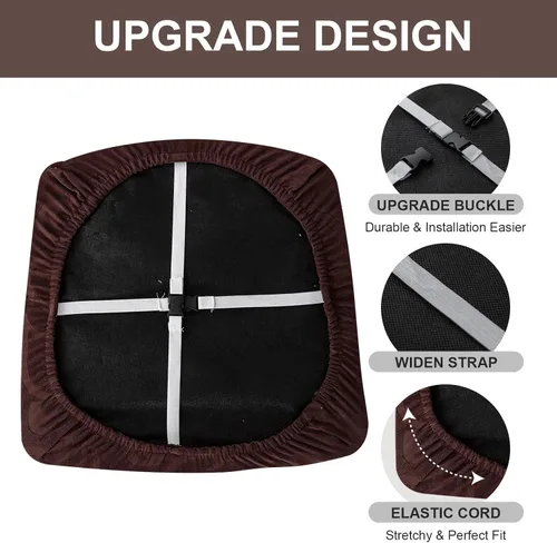 Vista 4 de Genina Fundas de asiento impermeables para sillas de comedor, fundas elásticas para sillas de comedor, fundas protectoras para sillas de cocina