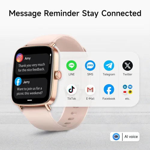 Vista 2 de Reloj inteligente para mujer, reloj inteligente HD de 1.85 pulgadas, compatible con iPhone/Samsung/Android (respuesta/hacer llamadas), más de 100