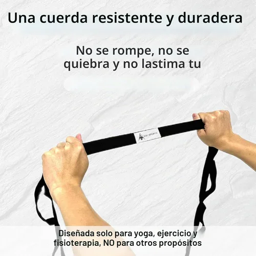 Vista 2 de Correa de estiramiento con bucles para yoga, correa de estiramiento para terapia física, correa de ejercicio no elástica para pilates, danza
