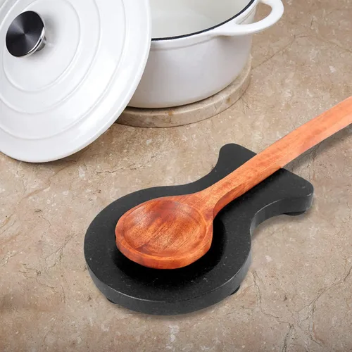 Vista 5 de Soporte para cuchara de mármol, soporte para cucharón, soporte de cuchara de mármol para estufa de cocina, resistente, apto para lavavajillas