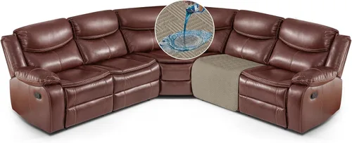 Vista 23 de KinCam Fundas impermeables para sofá modular reclinable, fundas de sofá reclinable de gran tamaño para sofá en forma de L, funda de sofá Chocolate