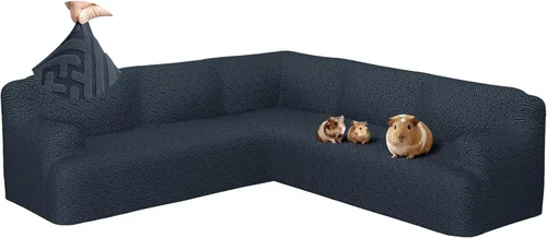 Vista 19 de Fundas para sofá seccional en forma de L de 1 pieza, fundas de esquina elásticas para sofá, funda de sofá antideslizante, lavable, fundas de sofá