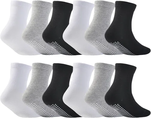 Vista 10 de EPEIUS Calcetines de bebé con empuñaduras para bebés y niños pequeños, calcetines antideslizantes de 6/12 pares