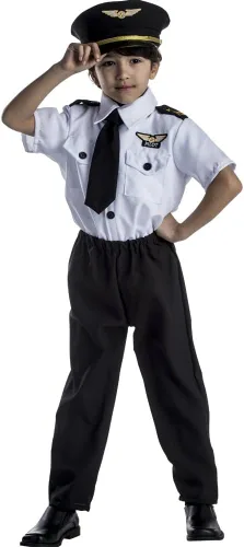 Vista 9 de Juego de disfraz de piloto de lujo para niños, 4T, Blanco