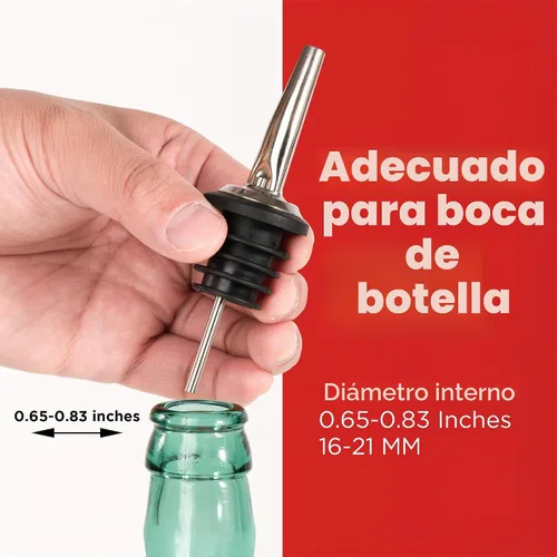 Vista 8 de Paquete de 48 vertedores de botellas de acero inoxidable para alcohol, licor y vino, accesorios de bar, boquillas para botellas y dispensadores