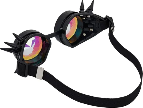 Vista 89 de Gafas caleidoscopio para raves trippy psicodélico steampunk con lentes de cristal de difracción de prisma arcoíris