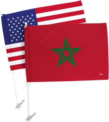Vista 45 de Paquete de bandera de coche de la Copa del Mundo 2022 de Gales, bandera americana para carros, decoración de automóviles, pancarta pequeña