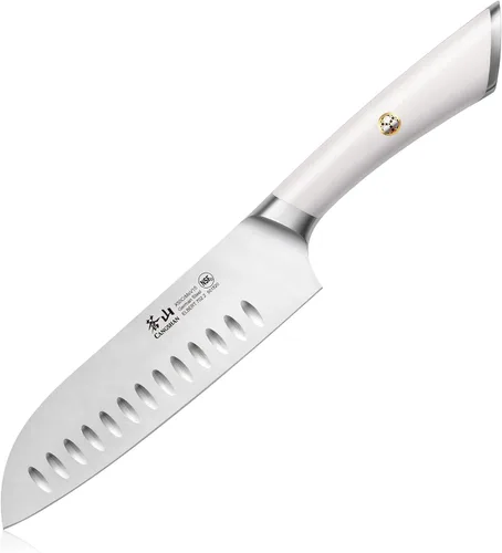 Vista 8 de Cangshan Cuchillo Santoku de acero alemán forjado de 7" de la serie ELBERT (negro)