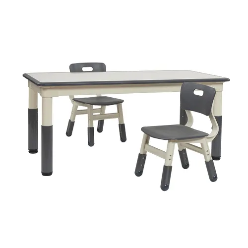 Vista 10 de ECR4Kids Mesa de actividades rectangular de borrado en seco con dos sillas, muebles para niños, azul, 3 piezas