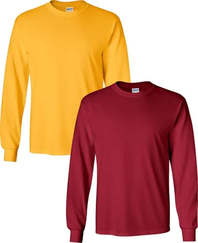 Vista 65 de Gildan - Camiseta de algodón y de manga larga para hombre, modelo G2400 (1) verde irlandés + (1) negro