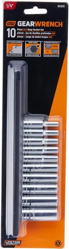 Vista 2 de GEARWRENCH 10 Pc. 1/4" Drive 6 Pt. Juego de llaves de vaso profundas, SAE - 80305