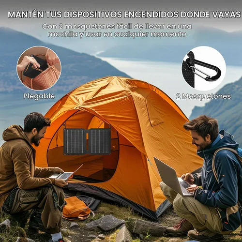 Vista 5 de Paneles solares portátiles de 10 W (5 V 2 A máximo), cargador solar plegable con puerto USB-A para teléfono celular, iPad, banco de energía, paneles