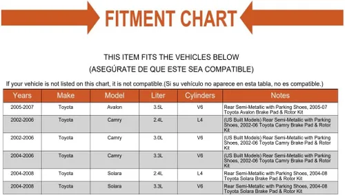 Vista 5 de Repuesto Premium Posi Pastillas metálicas y Rotores Disco Frenos de Emergencia Kit para Toyota (EB3-4850238)