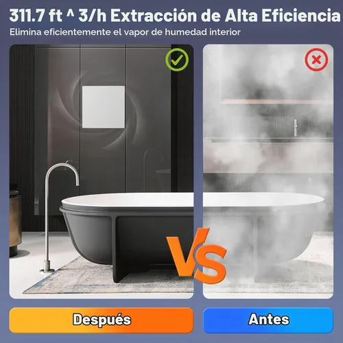 Vista 2 de Extractor de baño, ventilador de escape de ventana compacto pequeño de 4 pulgadas, montaje en pared, sin conductos, ventilador de ventilación sin