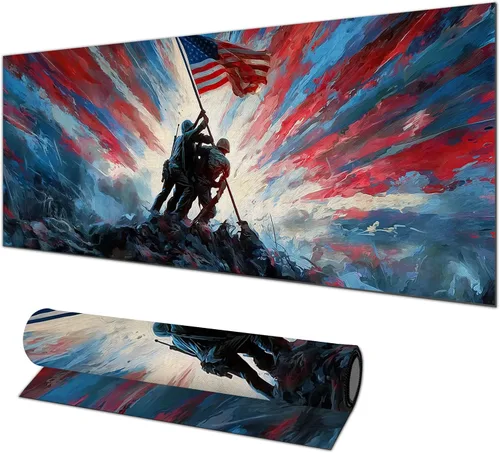 Vista 9 de HOMETITUTE Alfombrilla para mouse de 31.5 x 11.8 pulgadas, con bandera estadounidense, floral, XL, grande, extendida, para teclado, computadora