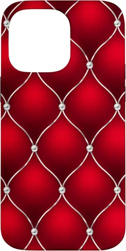 Vista 21 de Red Ombre Quilted Bling Funda para iPhone 17