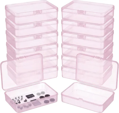 Vista 25 de LJY 100 contenedores rectangulares vacíos de plástico transparente con tapas con bisagras (2.2 x 1.6 x 0.8 pulgadas, transparente)