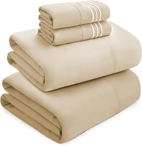 Vista 9 de Mocassi Juego de sábanas de lujo de 4 piezas, calidad prémium de hotel de 1800 hilos, ajuste fácil, sábanas y fundas de almohada resistentes a