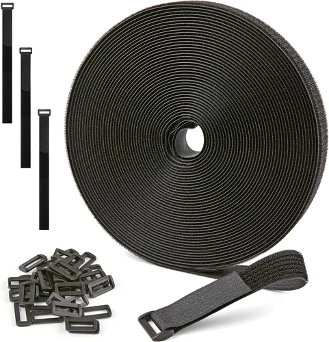 Vista 10 de Rollo de gancho y bucle de 100 pies x 1/2 pulgada, bridas de sujeción reutilizables, correas de cables multiusos para organizar el hogar, la oficina