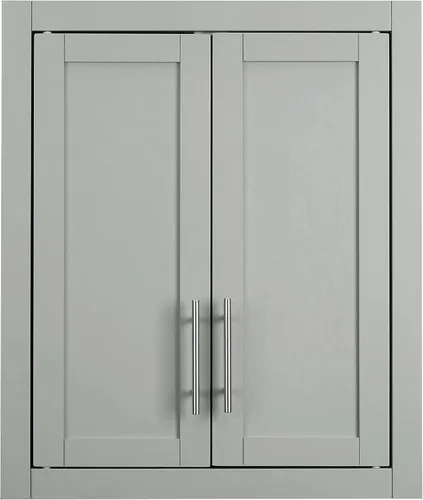 Vista 3 de Crosley Furniture Savannah Armario de almacenamiento para baño montado en la pared con estantes para medicinas, Gris