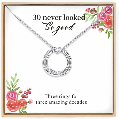 Vista 18 de Regalos de cumpleaños para mujer, collar de plata de ley 30, 40, 50, 60, 70, 80, 90, cumpleaños, 3, 4, 5, 6, 7, 8, 9, joyería de la década de 30