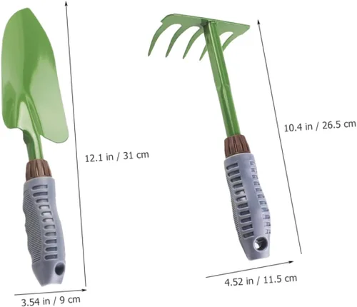 Vista 7 de POPETPOP Juego de herramientas manuales de jardinería: rastrillo de pala multifuncional, ligero, cómodo, mango de plástico, fácil de almacenar, kit