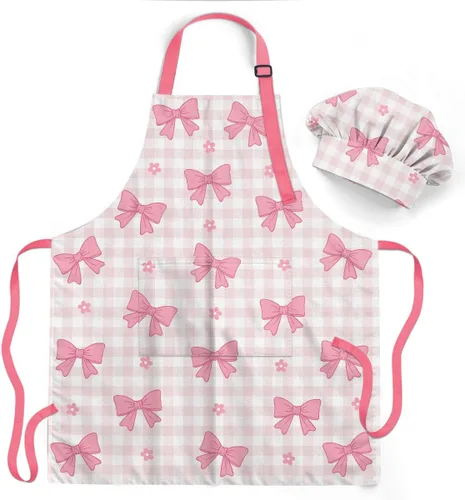 Vista 27 de SANDJEST Juego de delantal para niños con gorro de chef, regalos de delantal de cocina Alfabeto