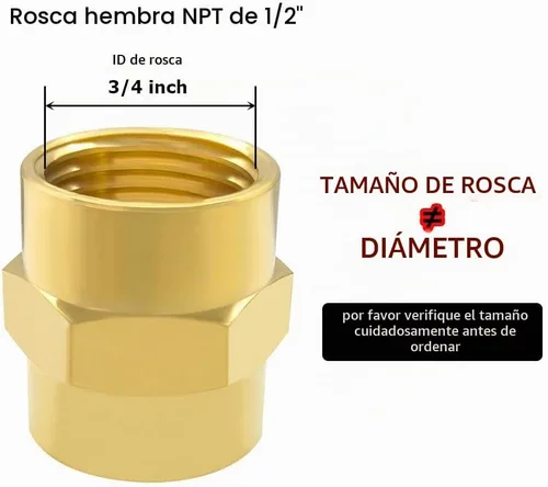 Vista 3 de Hooshing 2 unids 1/2 "x 1/2" NPT acoplador hembra de latón sólido hexagonal pezón acoplamiento de tubería