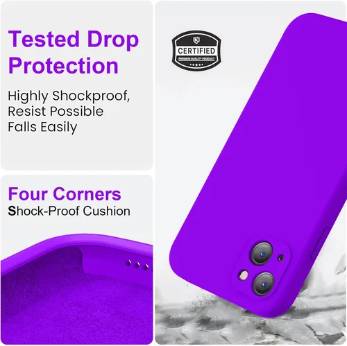 Vista 5 de Vooii Funda compatible con iPhone 14, silicona líquida mejorada con protección de cámara de cubierta completa, forro de microfibra suave