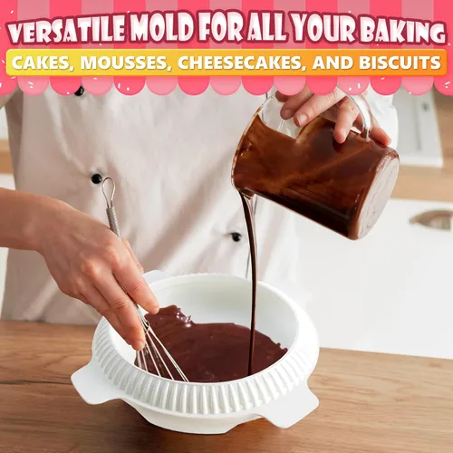 Vista 6 de Molde de silicona para mousse, molde redondo de silicona para tartas de 7.5 pulgadas de diámetro (capacidad de 33.5 onzas), fácil de usar