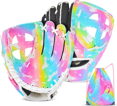 Vista 8 de Guante de béisbol para niños, guantes de sóftbol, guantes de béisbol y sóftbol para niños y niñas, guante de pelota para entrenamiento y juego