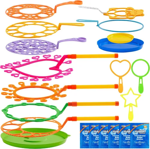Vista 10 de JOYIN Juego de varitas de burbujas grandes a granel para niños, juguete de verano al aire libre, actividad, recuerdos de fiesta, 18 piezas gigante
