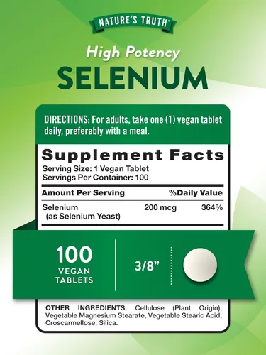 Vista 2 de Nature's Truth Tabletas de selenio de alta potencia de 200 mcg - 100 ct, paquete de 3