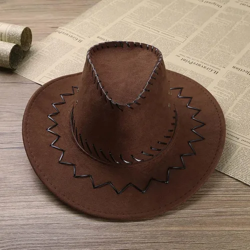 Vista 4 de renvena Disfraz de vaquera unisex de 3 piezas para niños, chaqueta de vaca, chaleco, blusas, bandana, sombrero de fieltro, vestido de fiesta