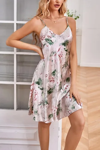 Vista 5 de MUSSIN Women's Sexy Satin Nightdress Lingerie Robe Silky Chemise Sleepwear Mini Nightgown Full Slips Spaghetti Strap Negligee