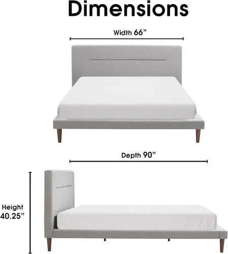 Vista 3 de Serta Sierra Collection - Cama de plataforma tapizada, diseño de perfil bajo, cabecera capitoné, tela texturizada suave, no requiere somier
